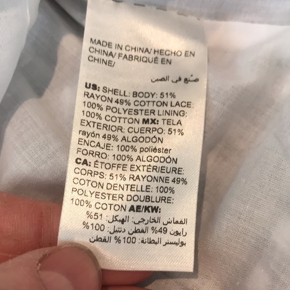 Chico’s black and white checked blouse with lace detail. - Picture 8 of 11